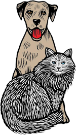 FPS color logo brown dog & gray cat