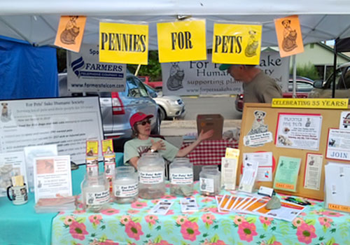 Pennies for Pets booth at the Cortez Farmers' Market